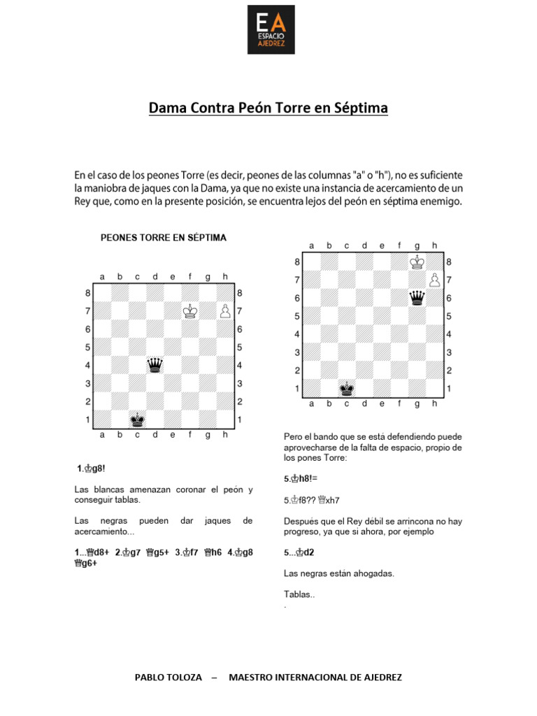Dama Contra Peon Torre en Septima | PDF | Ajedrez | Juegos competitivos