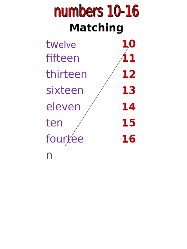 Worksheet Về Số 10-16 Matching | PDF