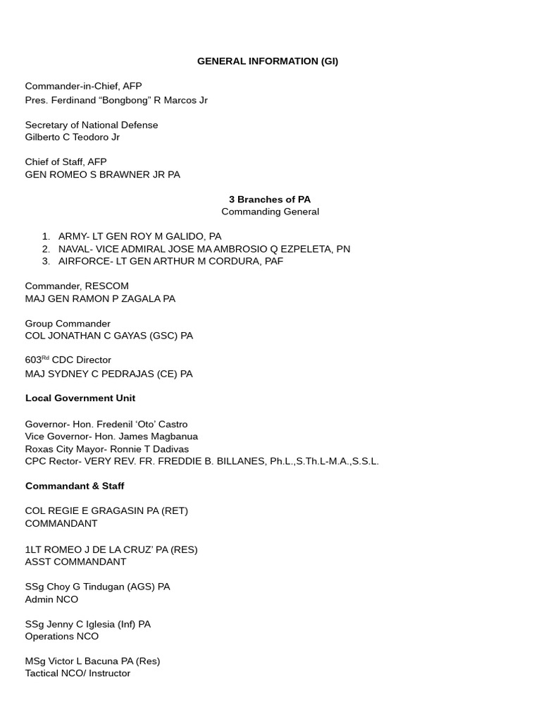 General Information Ready To Print | PDF | Military Organization | Military