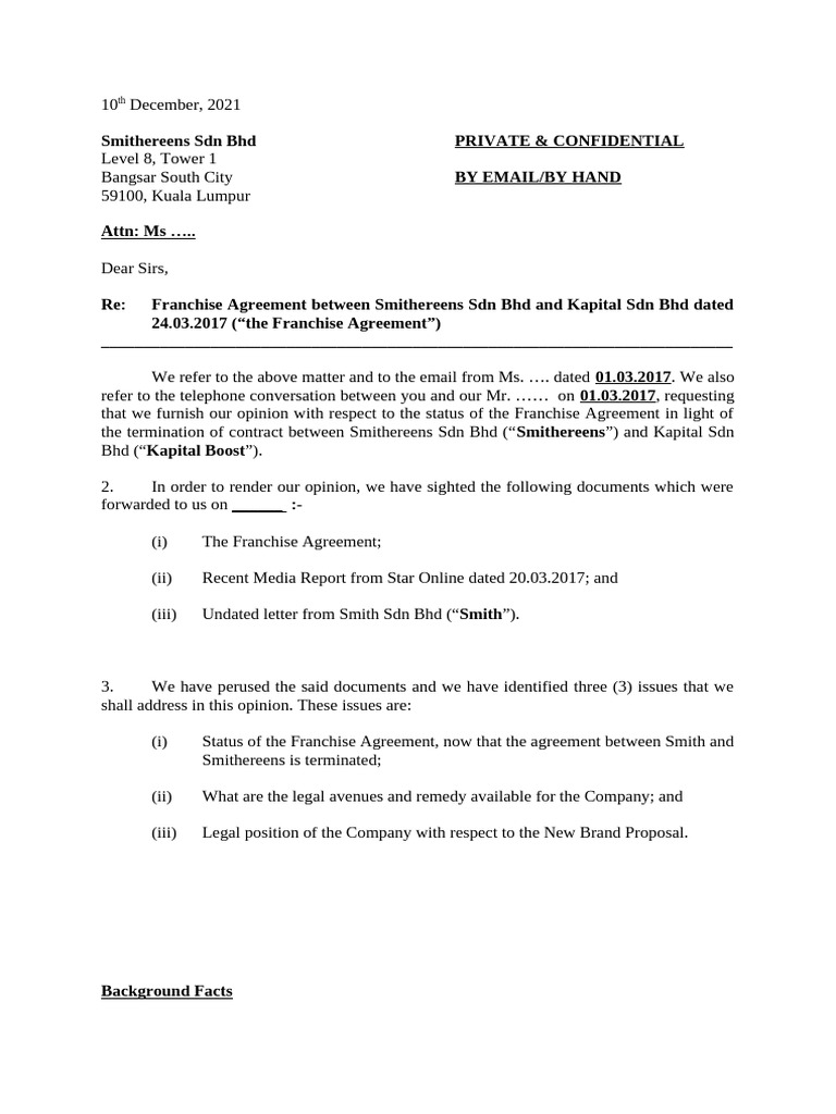 Franchise Agreement Termination Opinion | PDF | Damages | Franchising