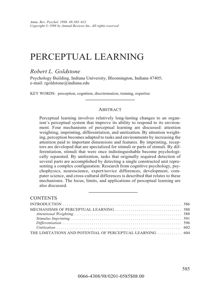 Mechanisms of Perceptual Learning | PDF | Perception | Attention