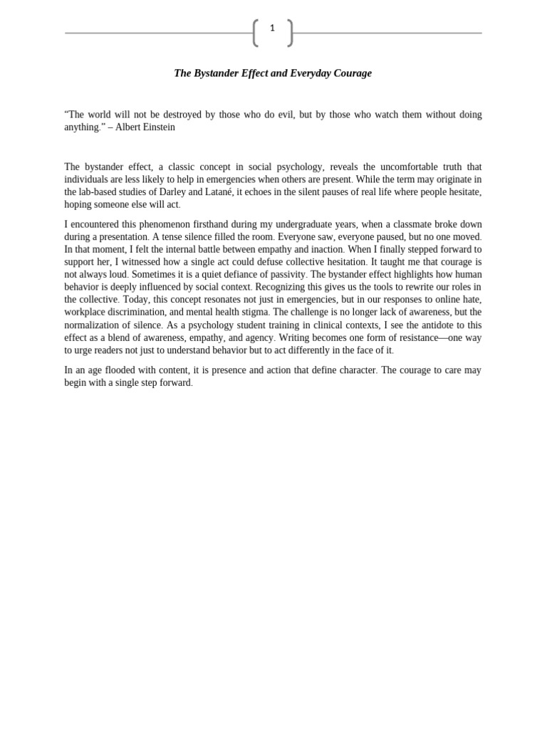 The Bystander Effect and Everyday Courage - Evan | PDF