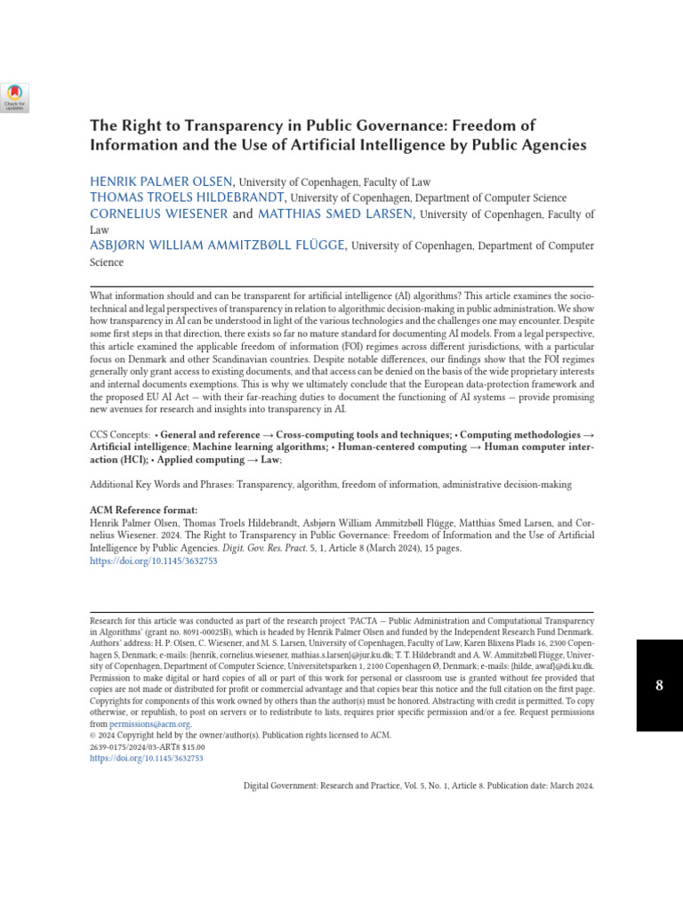 2024 - The Right To Transparency in Public Governance - Freedom of ...