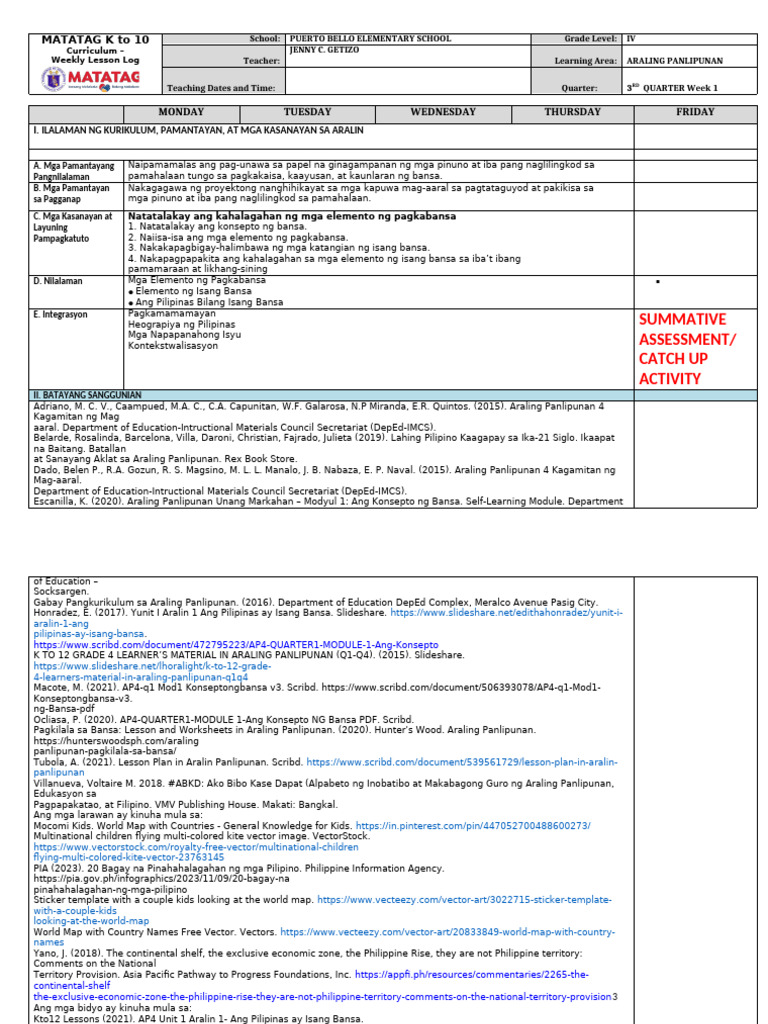 DLL - Aral Pan 4 - q3 w1 Final | PDF