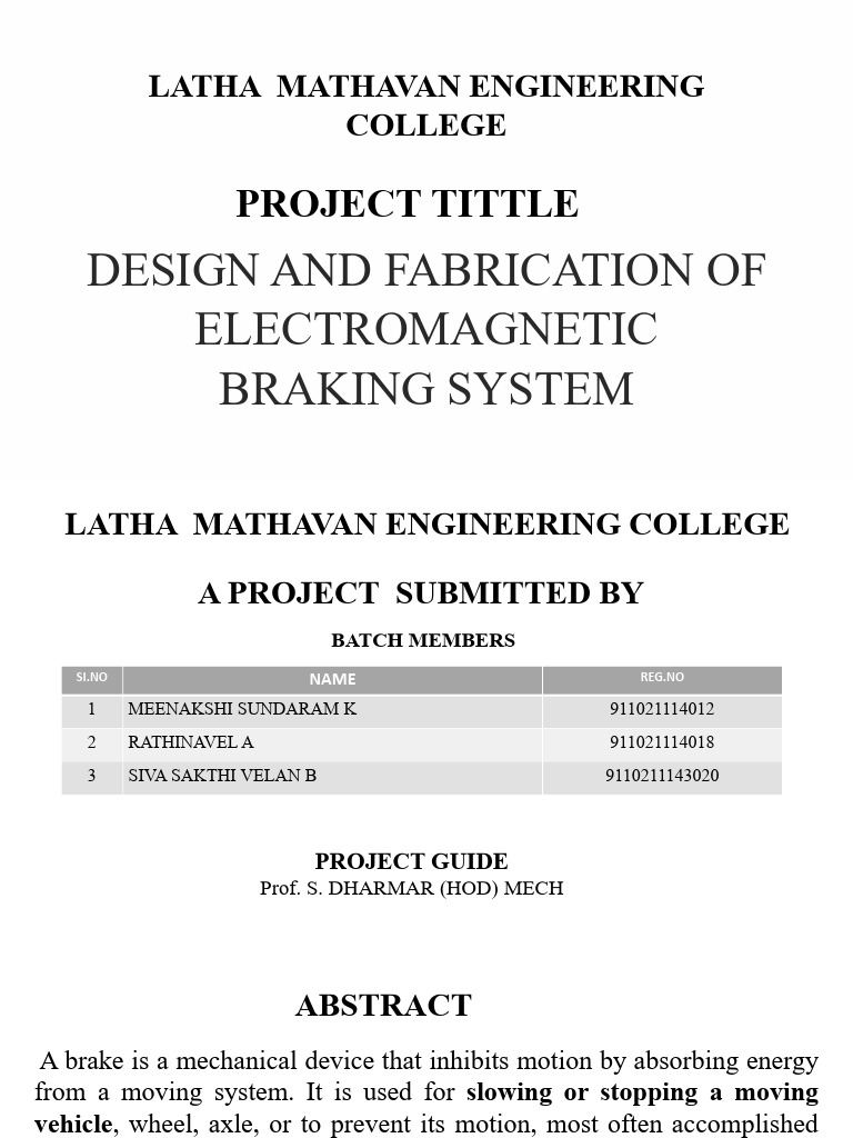 Electromagnetic Braking System Design | PDF | Brake | Force