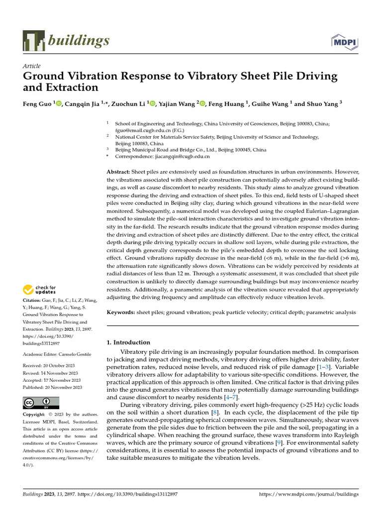 Ground Vibration from Sheet Pile Driving | PDF | Deep Foundation | Silt