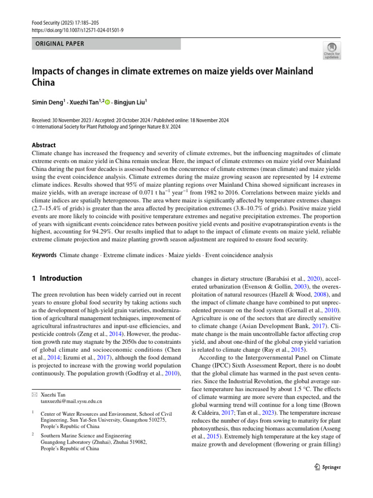 Climate Extremes Impact on Maize Yields | PDF | Drought | Climate