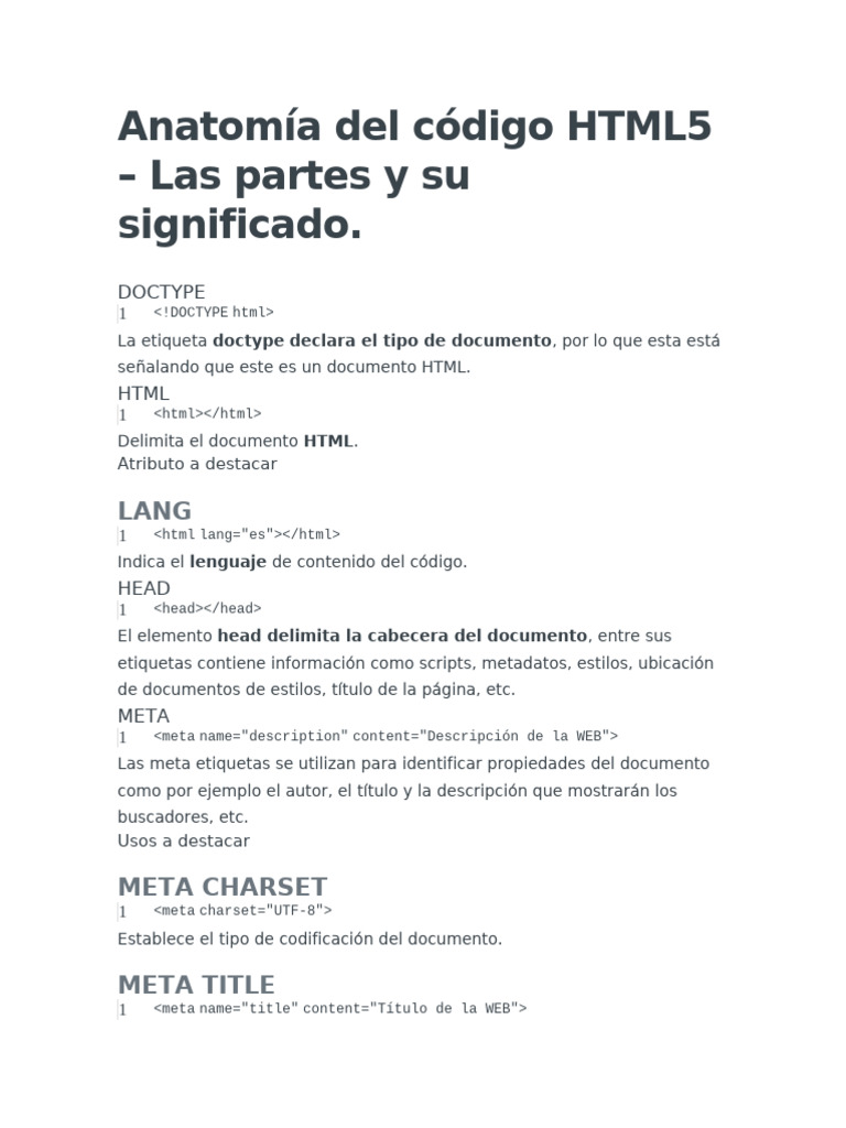 Anatomía del Código HTML5 | PDF | Hipervínculo | HTML