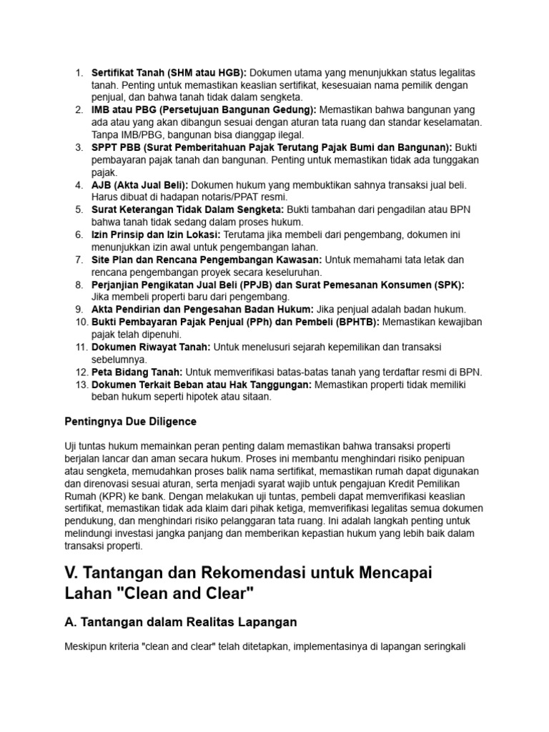 Kriteria Lahan Bersih Perumahan (1) Part5 | PDF