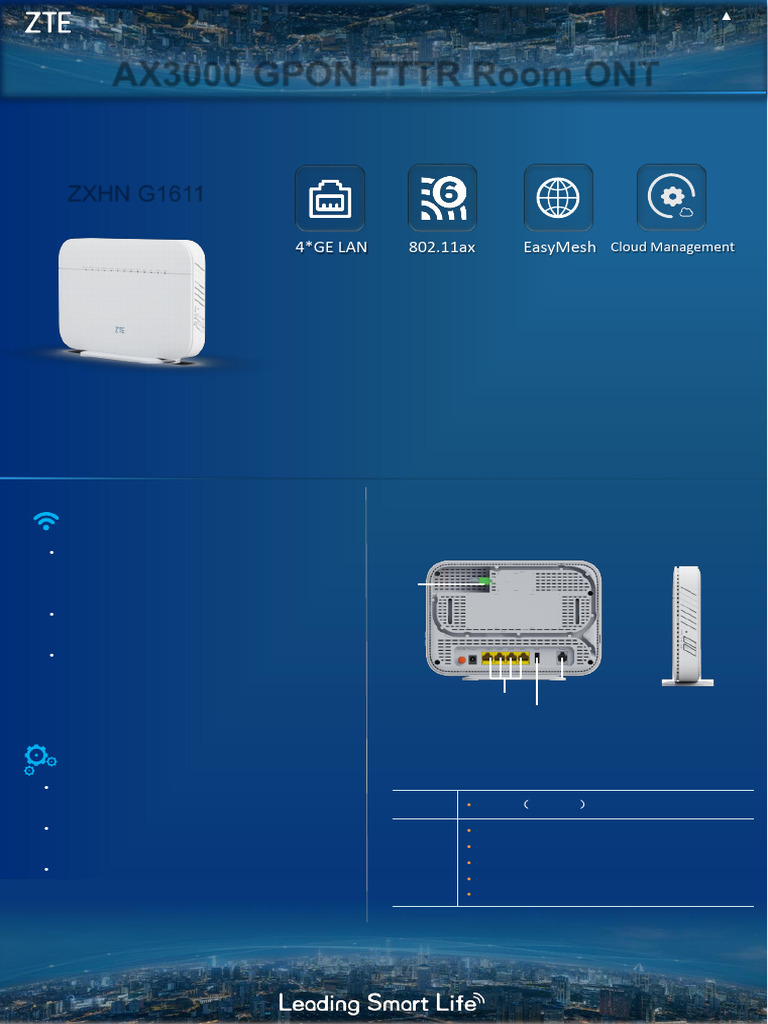ZXHN G1611: AX3000 FTTR AP Overview | PDF | Wi Fi | I Pv6