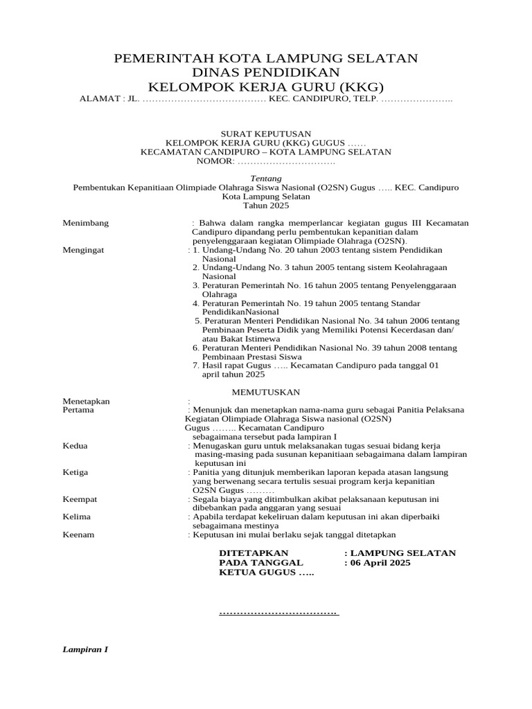 Kepanitiaan O2SN Kecamatan Candipuro | PDF