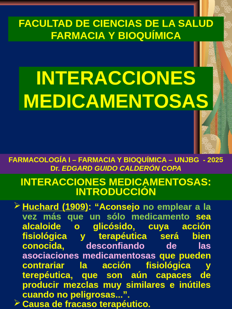 Interacc Farmacol 5º Unjbg-2025 | PDF | Medicamentos con receta ...