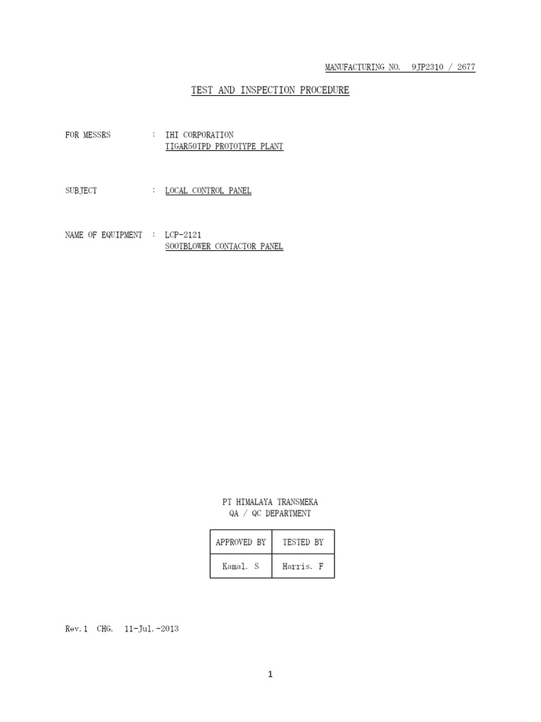 Test Inspection Procedure | PDF