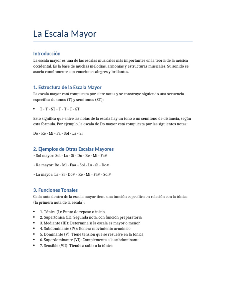 Estructura y Funciones de la Escala Mayor | PDF