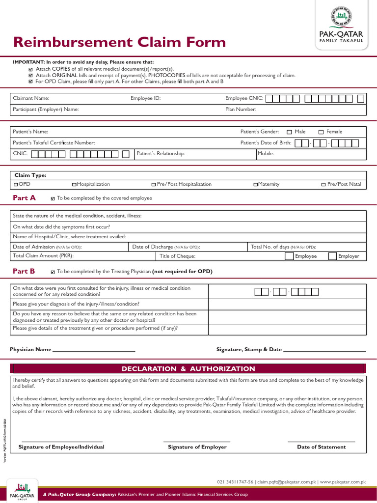 Disability Insurance Claim Form | PDF | Patient | Hospital
