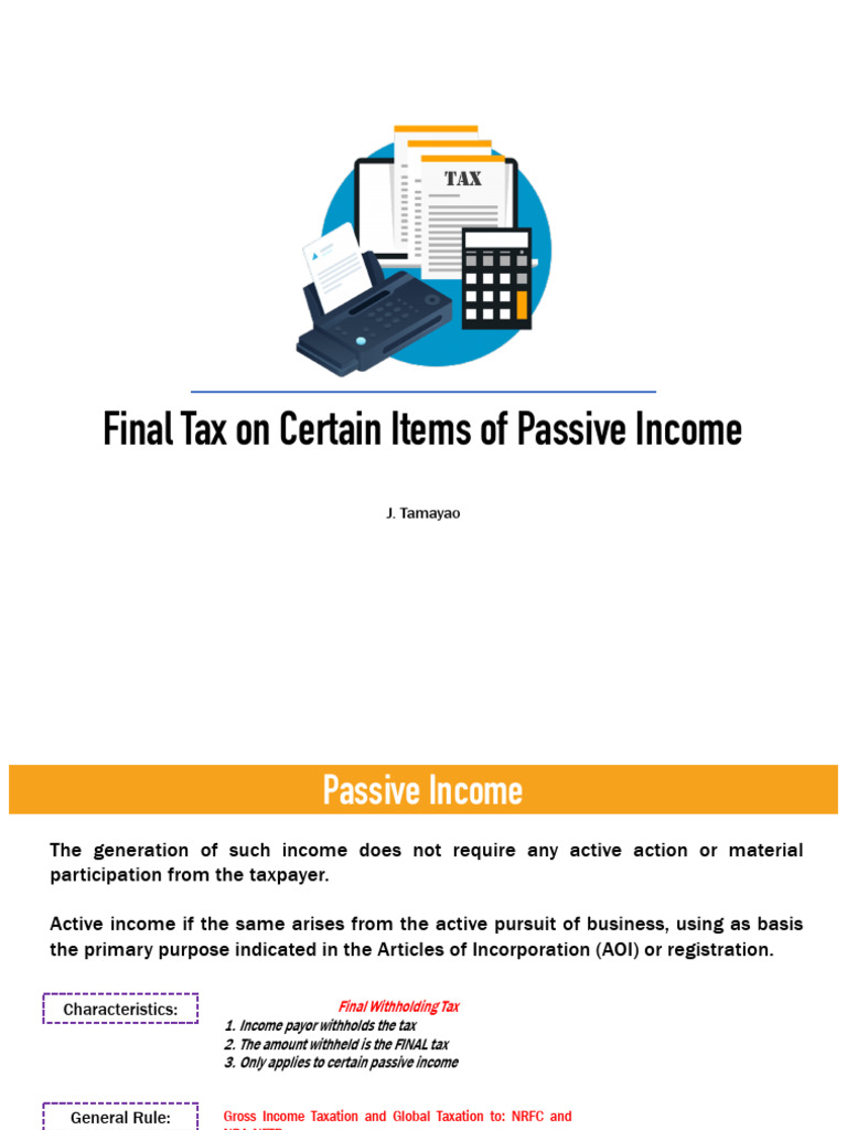 11 - Final Tax (Passive Income) | PDF