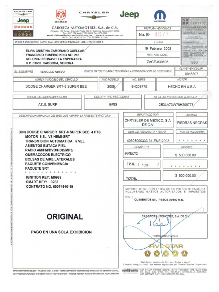Factura Dodge 1 | PDF