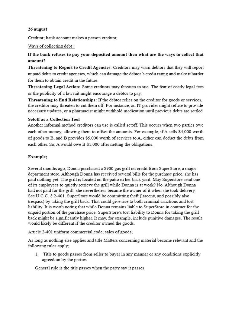 Debt Collection Strategies Explained | PDF | Security Interest | Bankruptcy