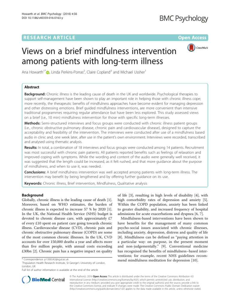 Mindfulness Intervention for Chronic Illness | PDF | Mindfulness ...