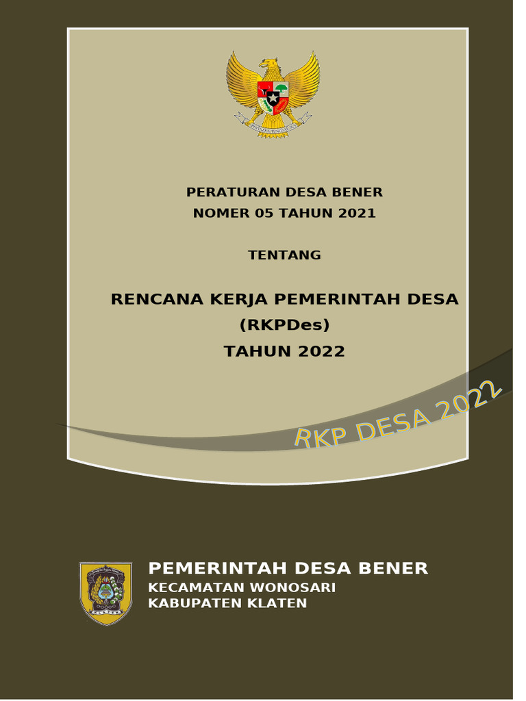 Cover RKPDesa Bener | PDF