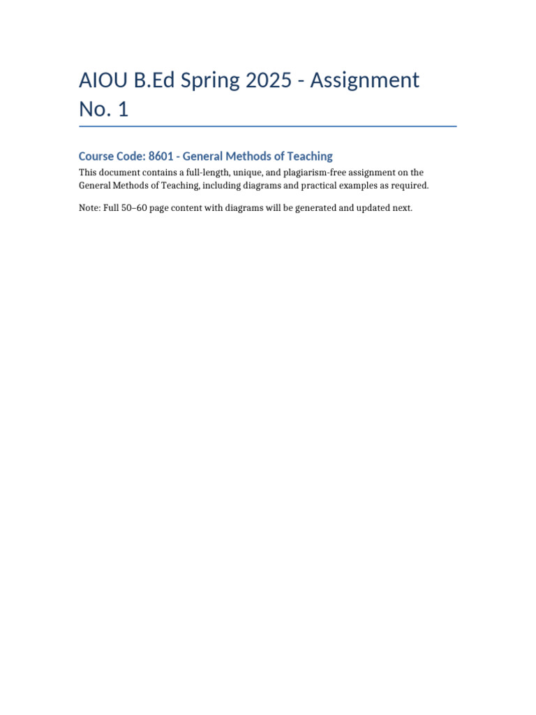 AIOU B.Ed Spring 2025 Assignment 8601 | PDF