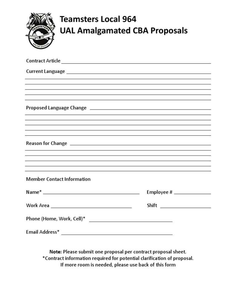 Contract Proposal Sheet PDF