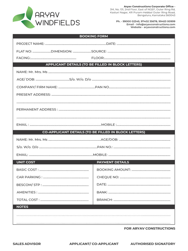 Booking Form for Property Purchase | PDF | Chess Theory | Chess