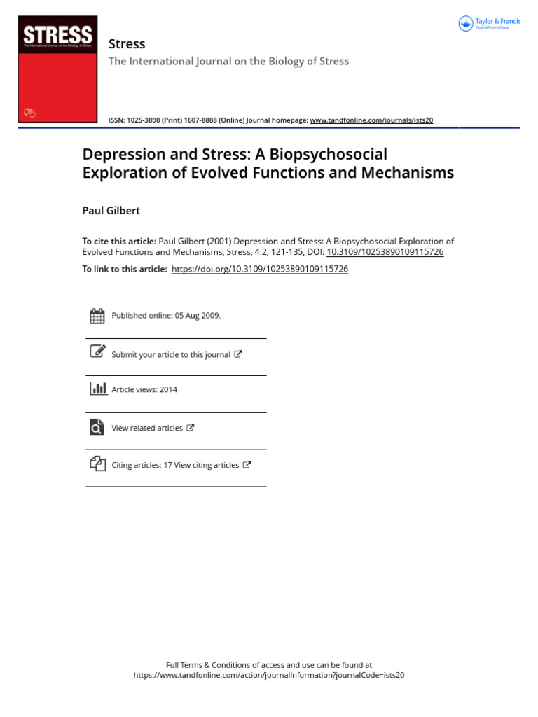 Biopsychosocial Insights on Depression | PDF | Stress (Biology) | Anger