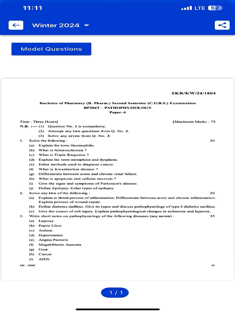 Patho Pyq Sem 2 | PDF | Inflammation | Anemia