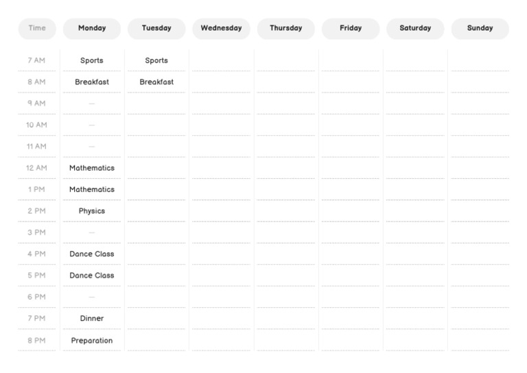 Black Minimalist Study Time Table A4 Planner | PDF