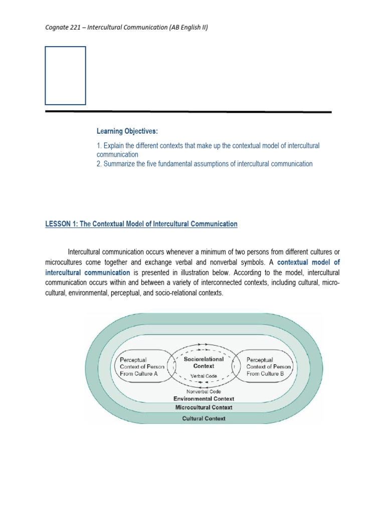 Contextual Model of Intercultural Communication | PDF | Nonverbal ...