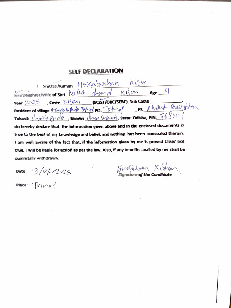 Harshavardhan Cast Declaration | PDF