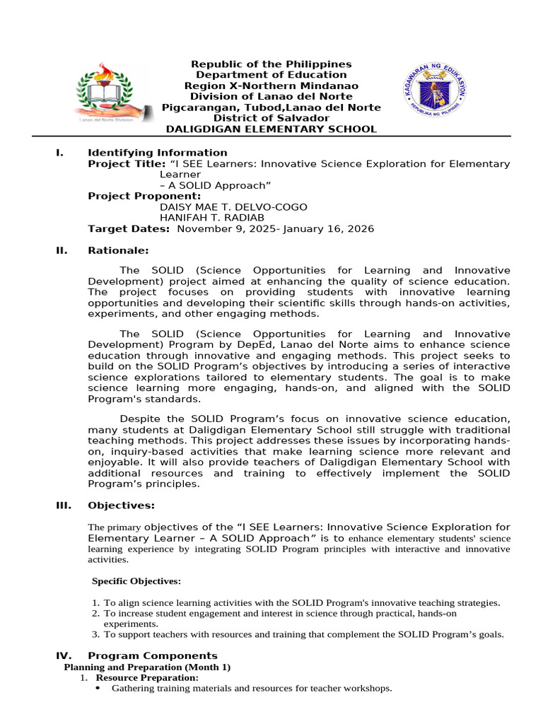 Science Project Proposal | PDF | Teachers | Science