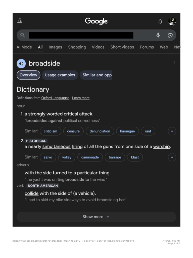 Understanding Broadside Definitions | PDF | Linguistics