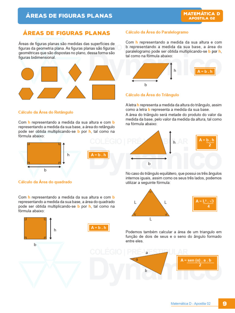 Cálculo de Áreas de Figuras Planas | PDF | Área | Triângulo