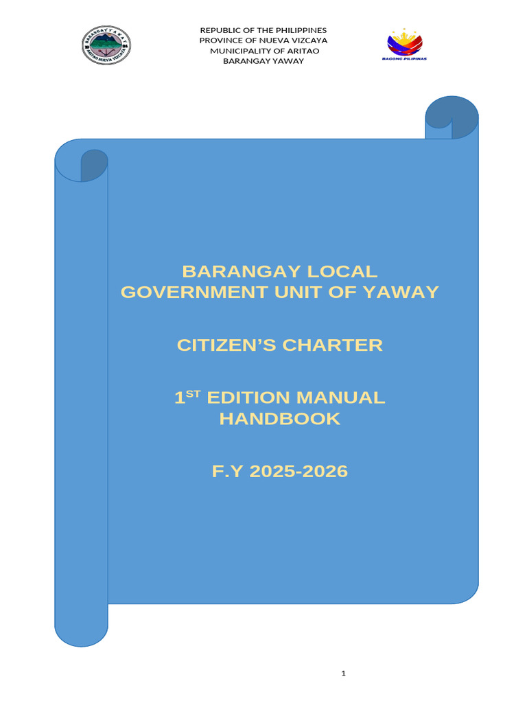 Barangay Yaway Citizen Charter Handbook | PDF | Mediation | Governance