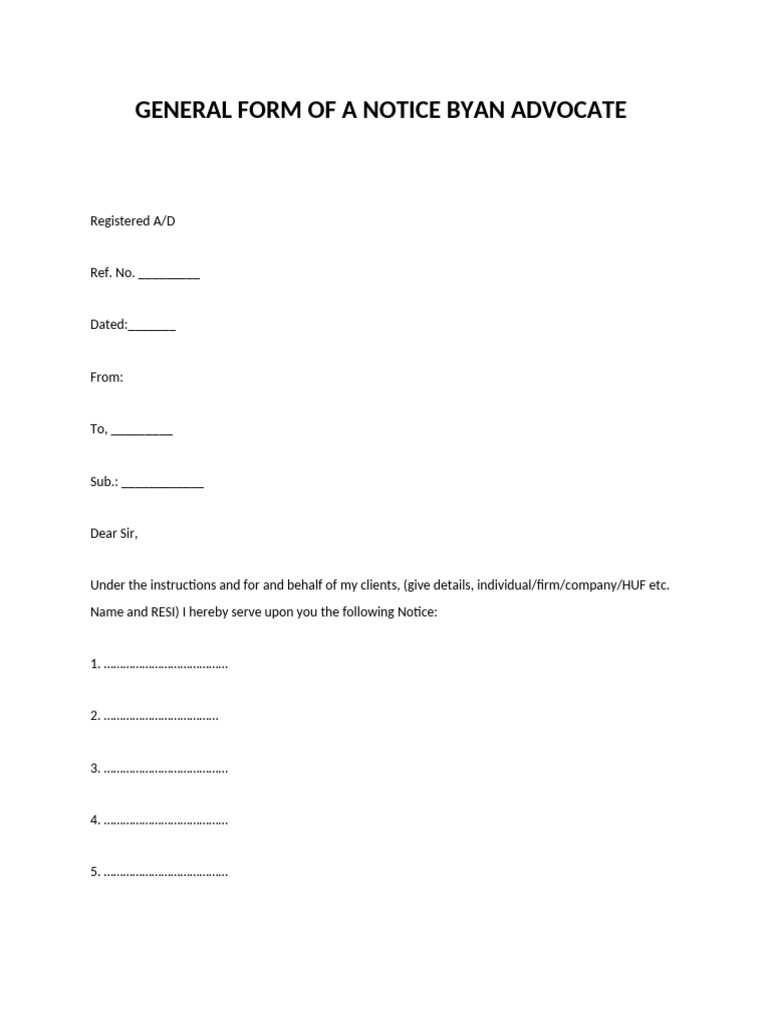 Advocate Notice Format Template | PDF