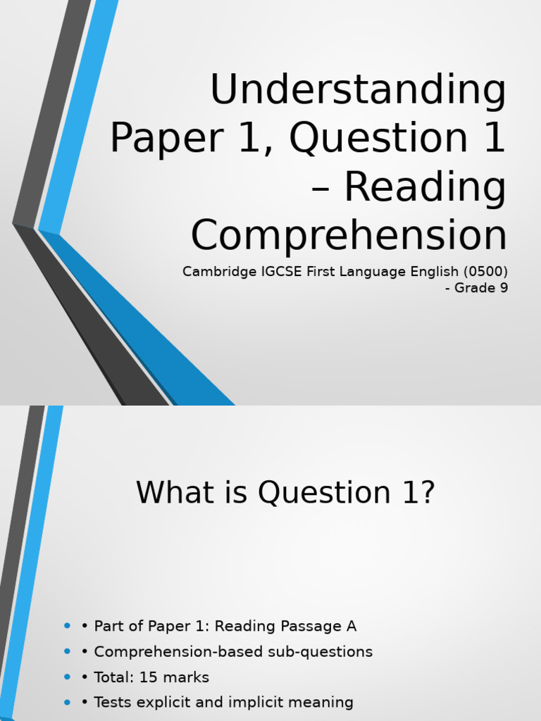 IGCSE Paper 1 Reading Comprehension Guide | PDF | Learning | Linguistics