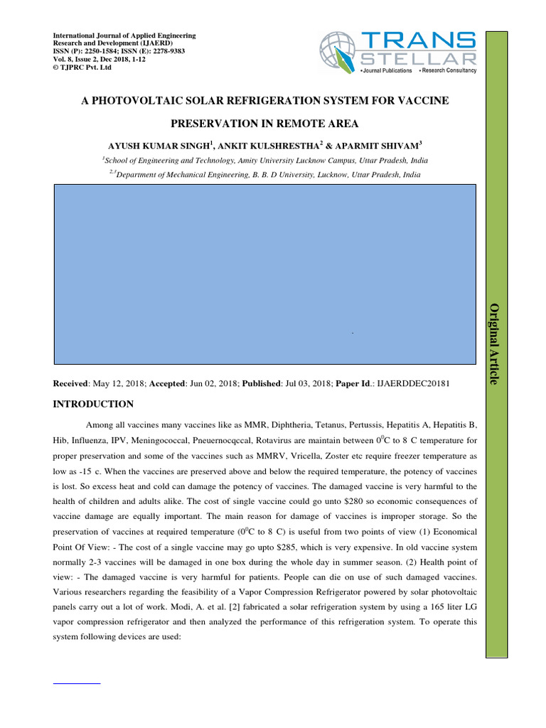 A Photovoltaic Solar Refrigeration Syste | PDF | Power Inverter ...