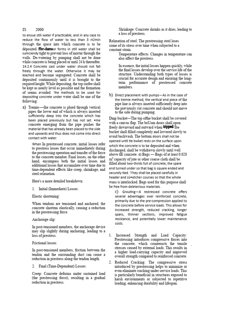 Concrete Placement and Prestressing Techniques | PDF | Prestressed ...