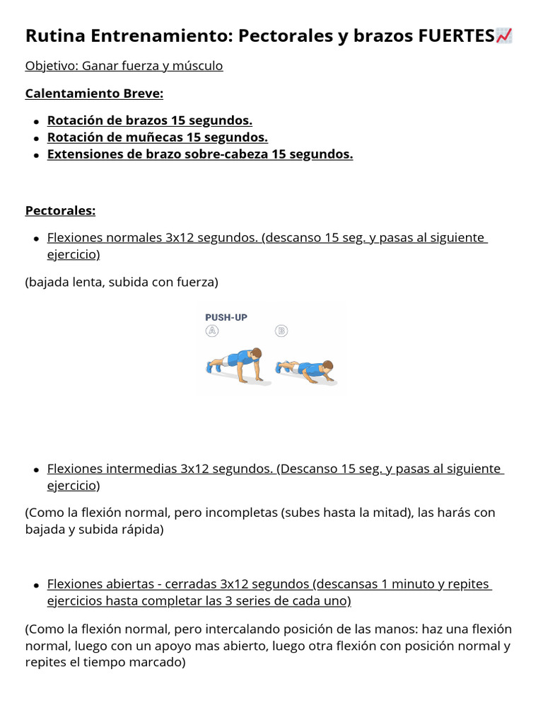 Entrenamiento Pectoral y Brazos | PDF