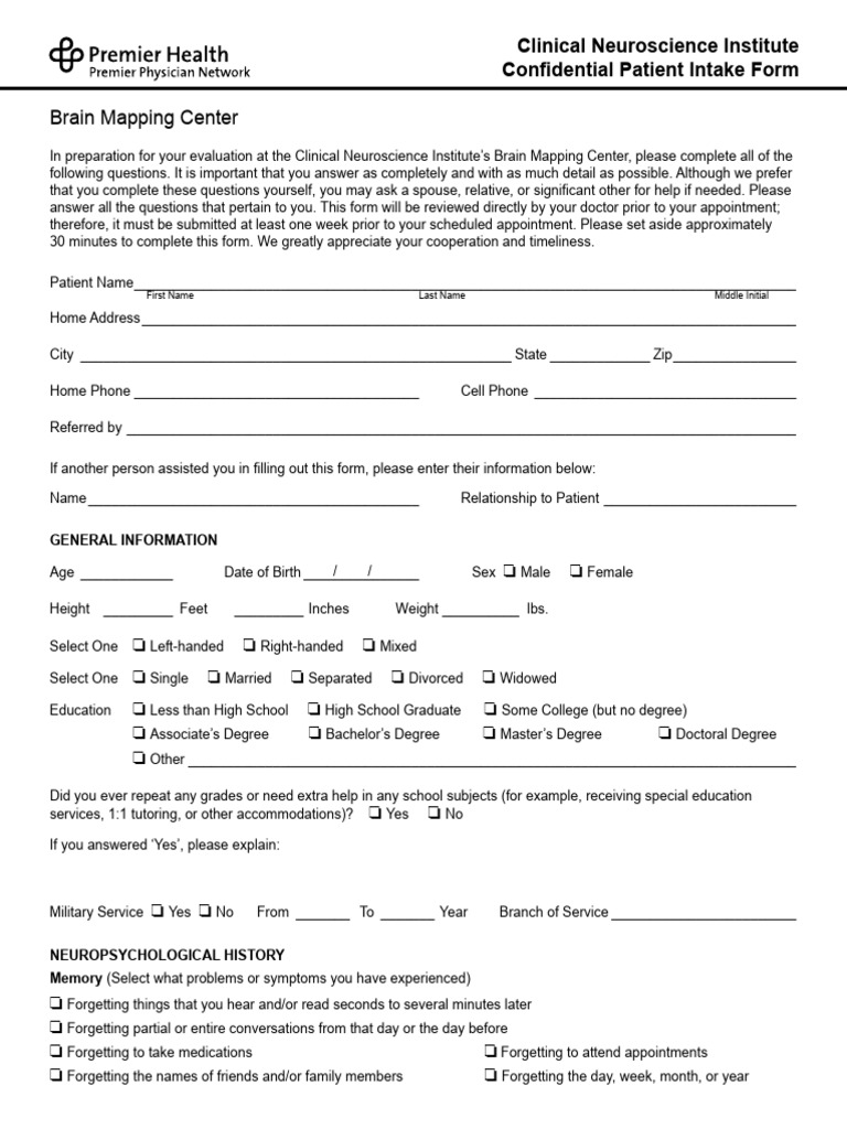 Head Injury Medical Evaluation Form | PDF | Traumatic Brain Injury ...