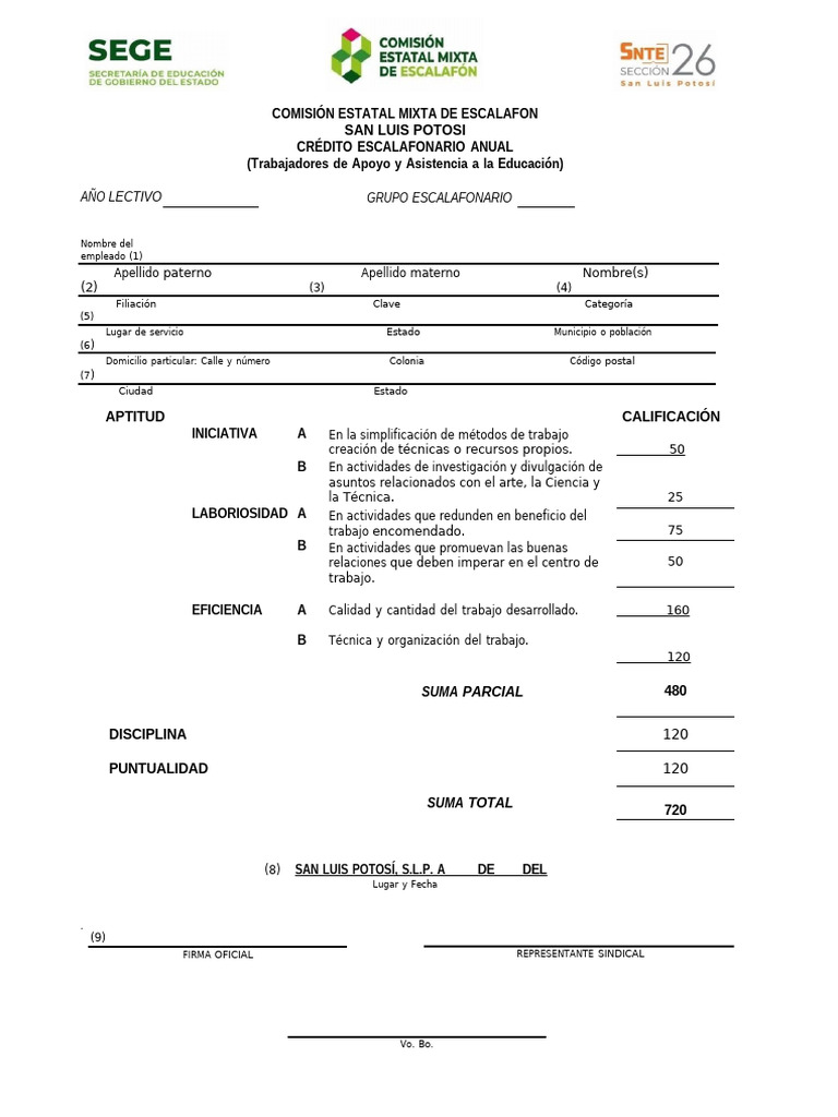 Crédito Escalafonario Anual San Luis Potosí | PDF