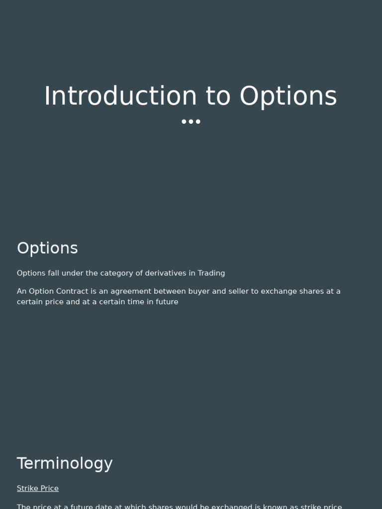 Introduction To Options | PDF | Option (Finance) | Put Option