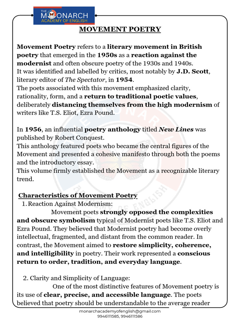 Overview of Movement Poetry | PDF | Poetry | Modernism