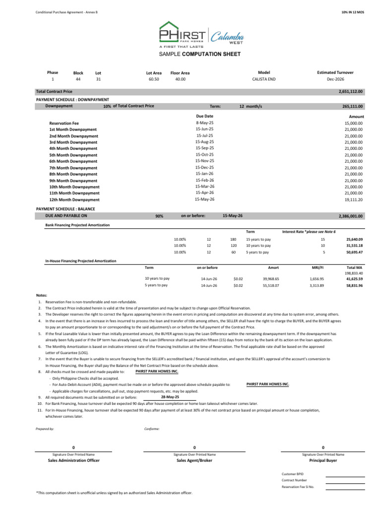 Image result for Conditional Purchase Agreement Details | PDF | Down Payment | Loans