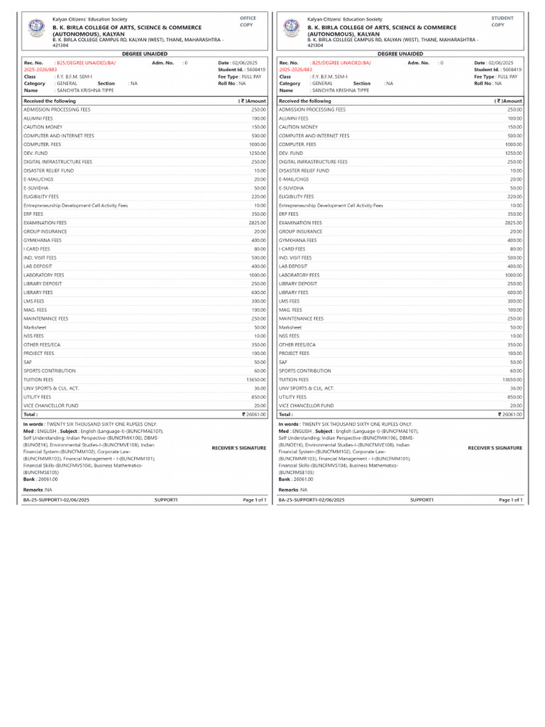 Online Payment Receipt | PDF