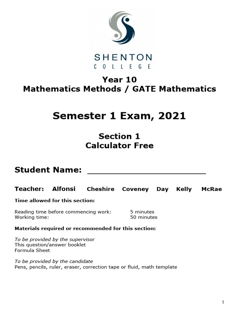 2021 Calculator Free | PDF | Mathematics | Elementary Mathematics
