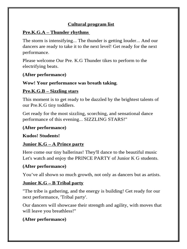 Cultural Dance Program Highlights | PDF | Entertainment | Performing Arts