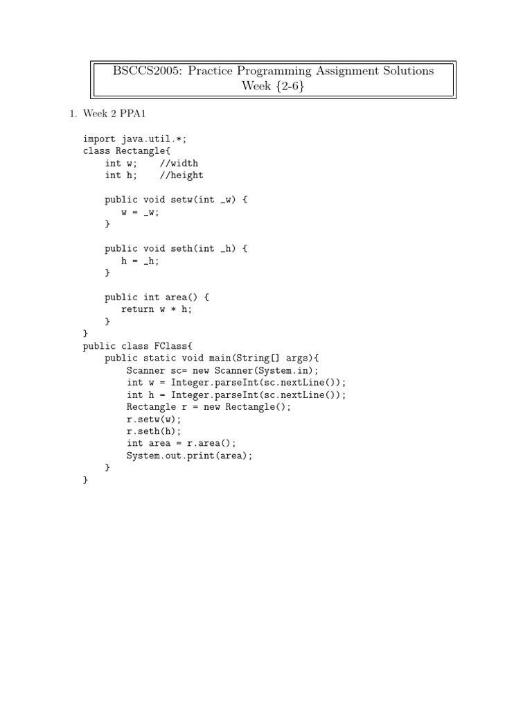 Programming Assignments Solutions | PDF | Constructor (Object Oriented ...
